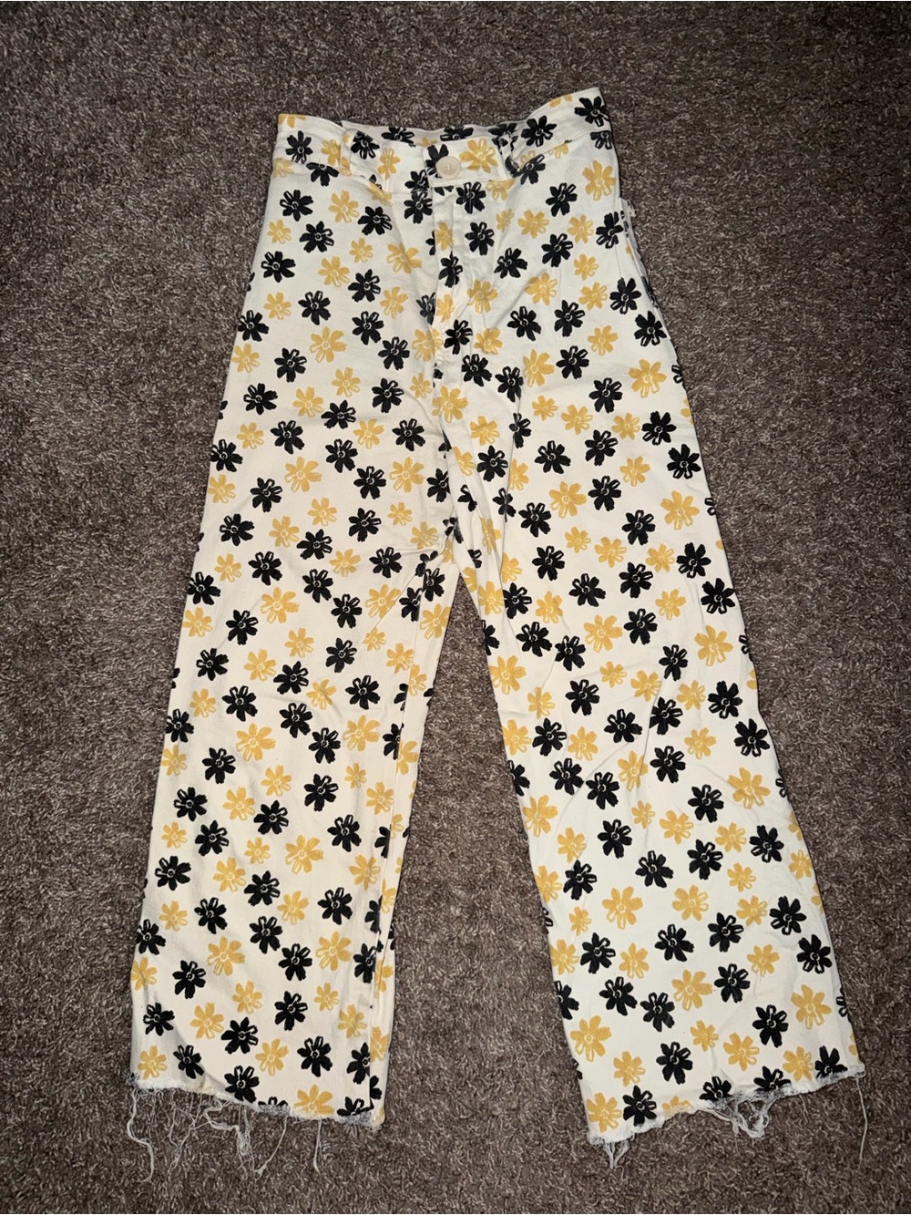 Floral Pants - Yellow & Black Flowers